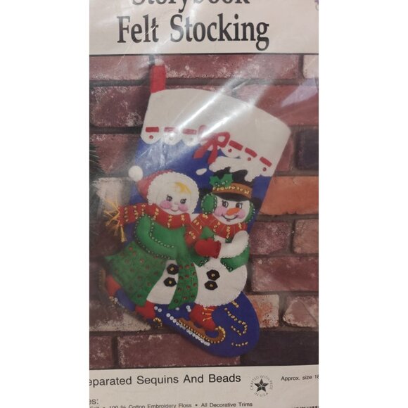 Hobby Kraft Storybook Felt Stocking Needlepoint Kit NEW - Picture 2 of 4